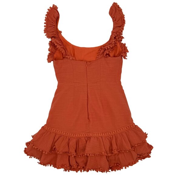 Selfie Leslie Orange Layered Crochet Ruffle Trim Cotton Mini Dress Party Dress - Picture 10 of 16